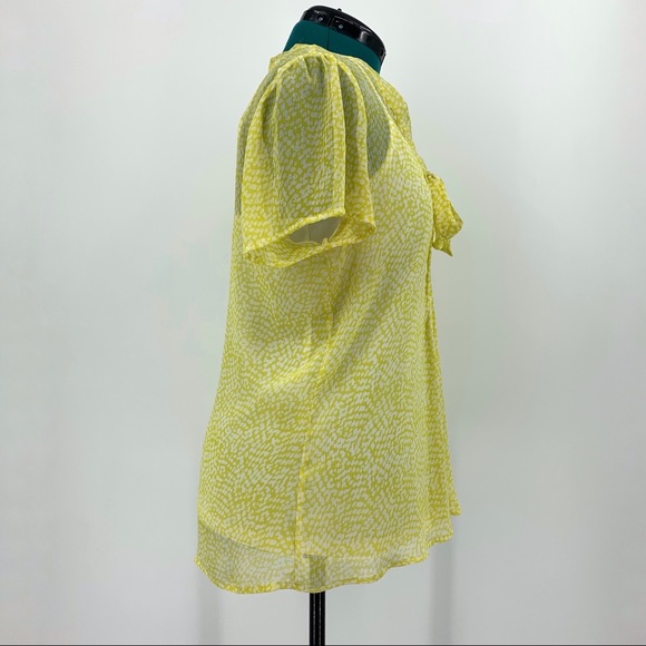 Jacob Short Sleeve Yellow and White Sheer Blouse with White Camisole, Large - Picture 11 of 16